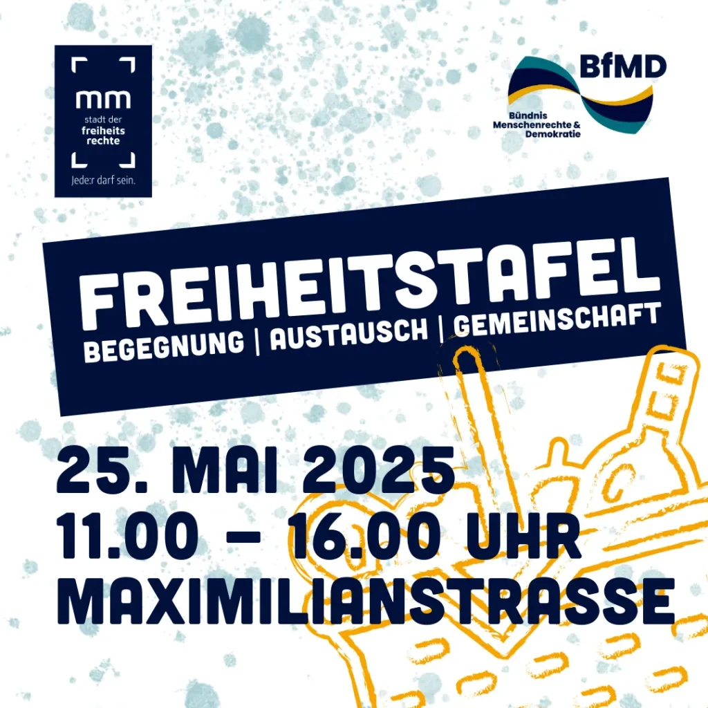 Einladung zur Memminger Freiheitstafel am 25. Mai von 11 - 16 Uhr, Maximilianstraße.
